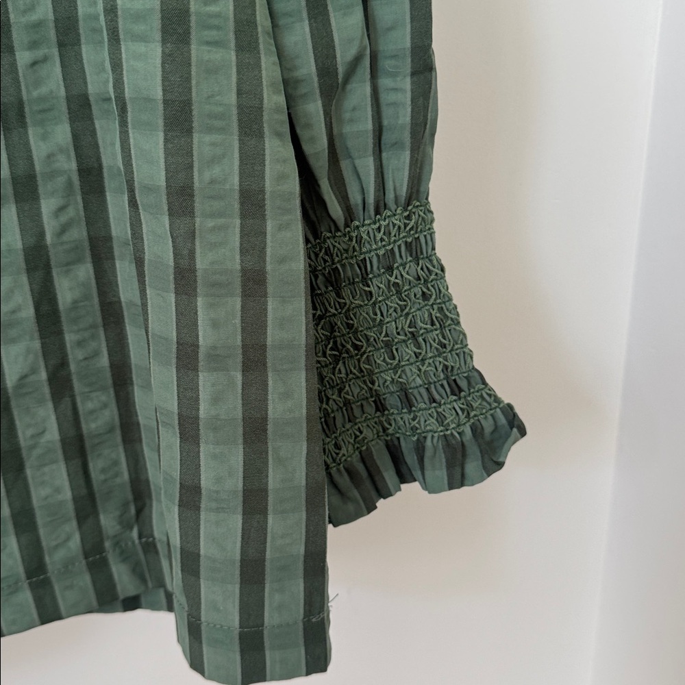 Tuckernuck POMANDER PLACE Green Windowpane Seersucker Vail Blouse Size XS - Picture 5 of 8